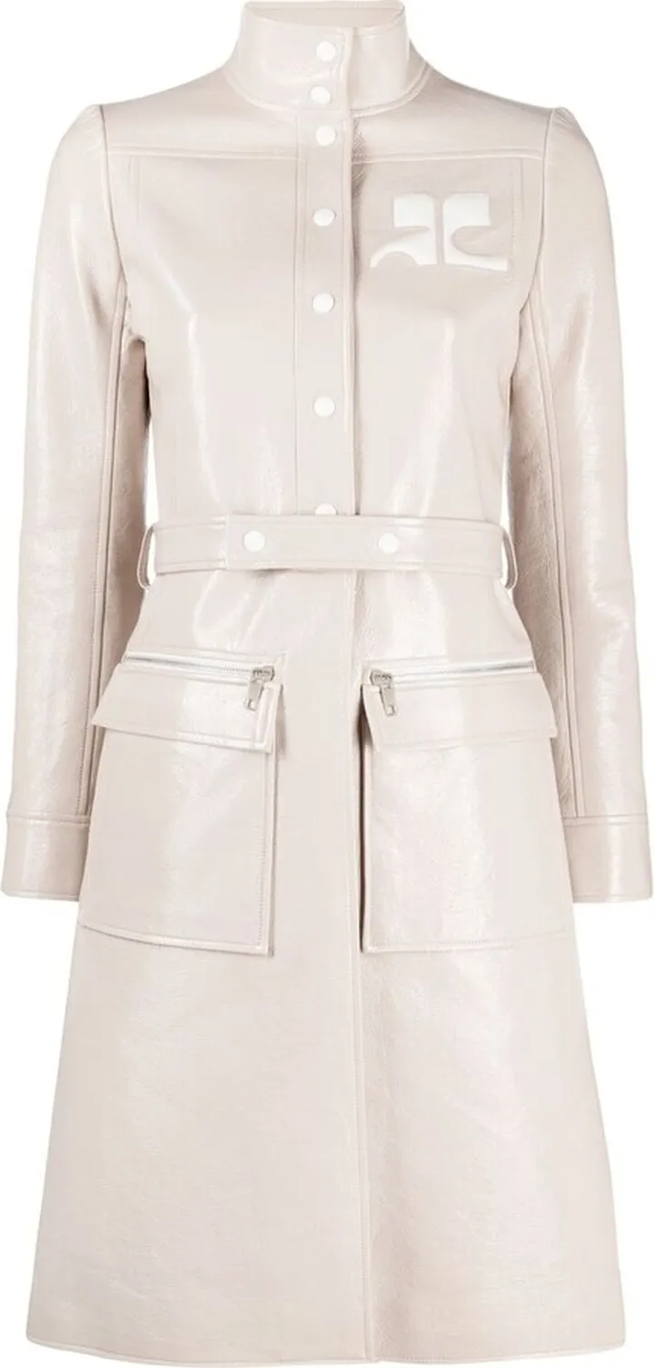 Logo Patch Belted Coat