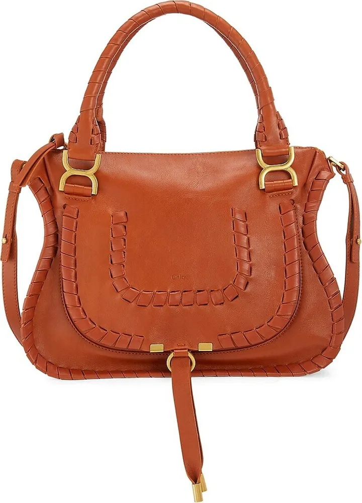 Medium Marcie Whipstitch Leather Satchel