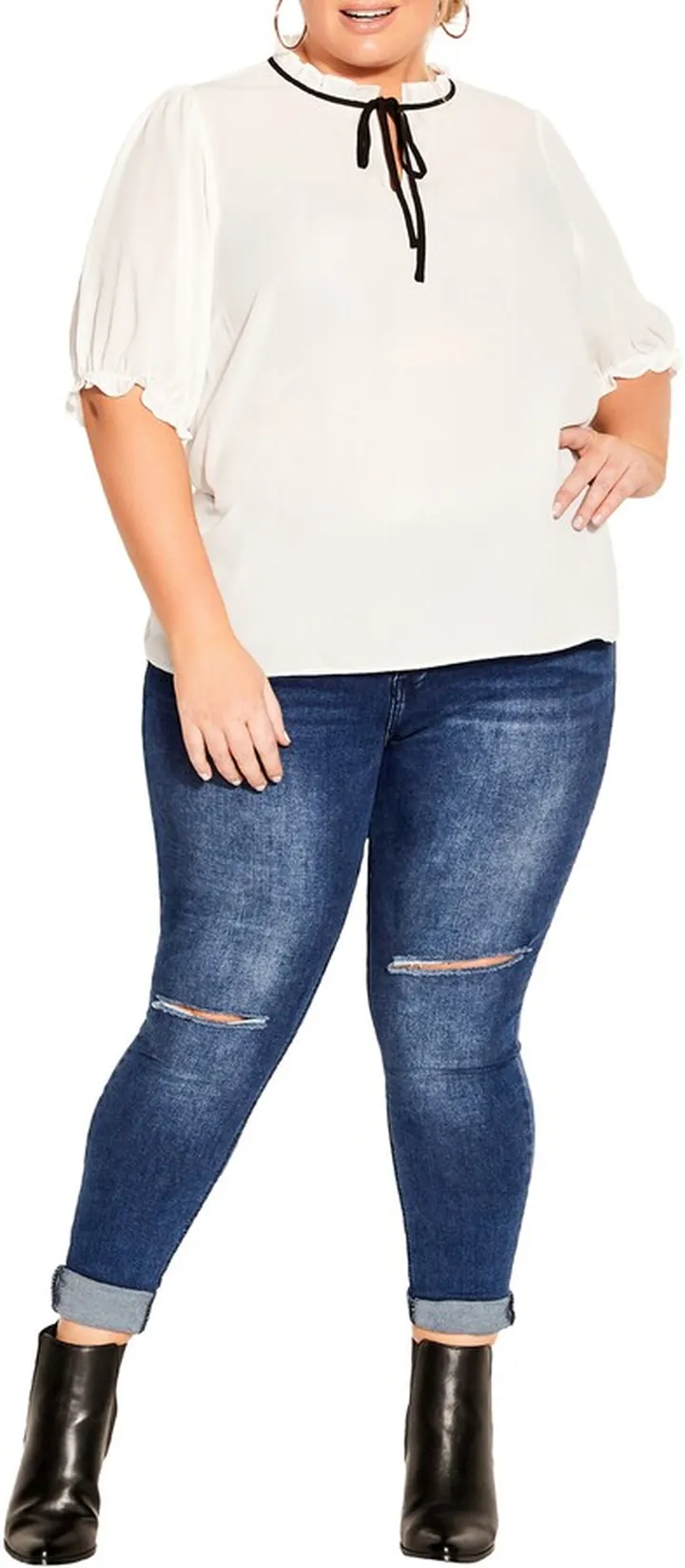 Tie Neck Tunic Top