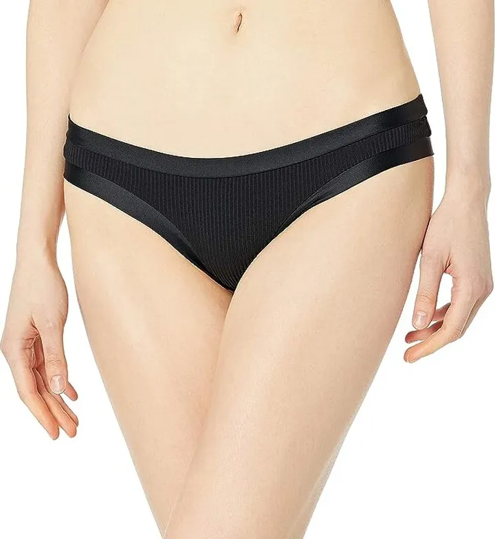 Body Glove Women's Audrey Low Rise Bikini Bottom Swimsuit (Black Ibiza Rib) Women's Swimwear