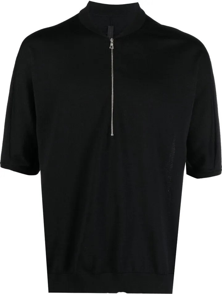 Black Half-Zip Wool T-Shirt