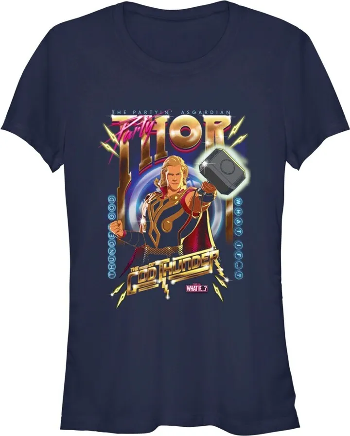 Junior's Marvel What if…? God Of Thunder T-Shirt - Navy Blue - X Large