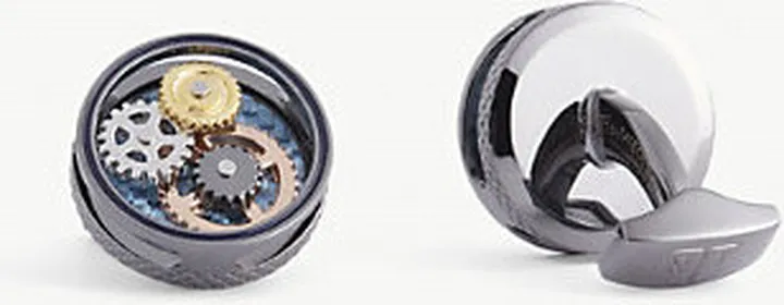 Mens Gunmetal Tourbillon Gear Brass Cufflinks