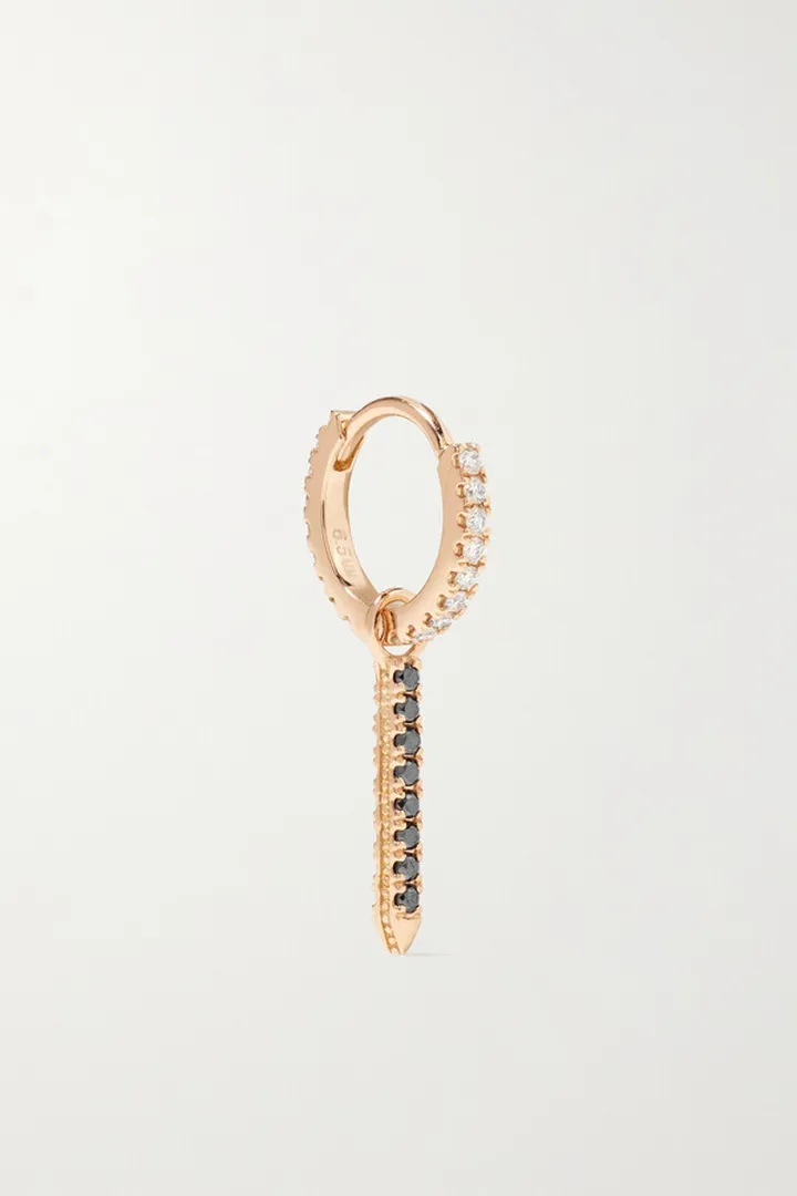 MARIA TASH - Eternity Bar 6.5mm 18-karat Rose Gold Diamond Single Hoop Earring - One size