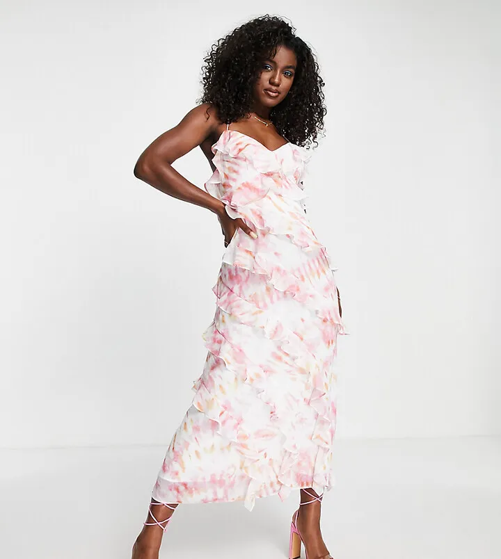 Ever New ruffle midi dress in ivory floral