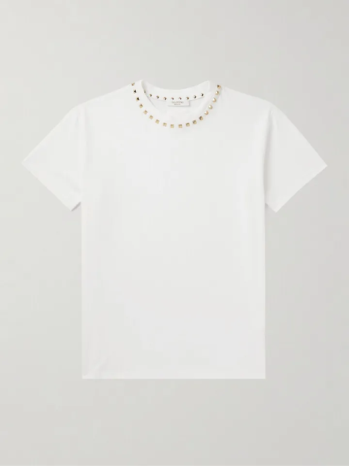 Rockstud Embellished Cotton-Jersey T-Shirt