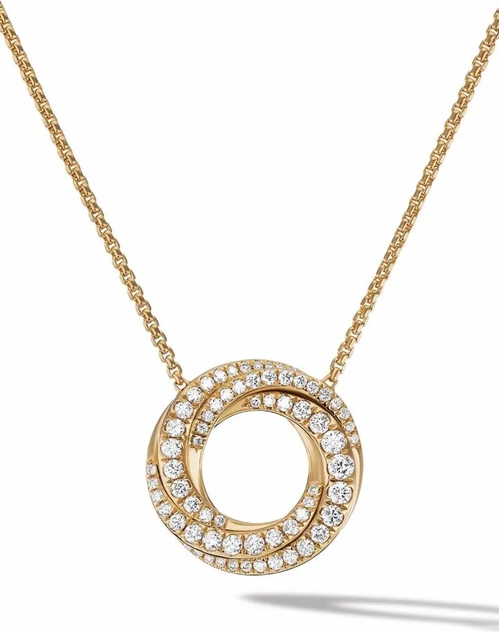 18kt yellow gold Crossover diamond pendant necklace
