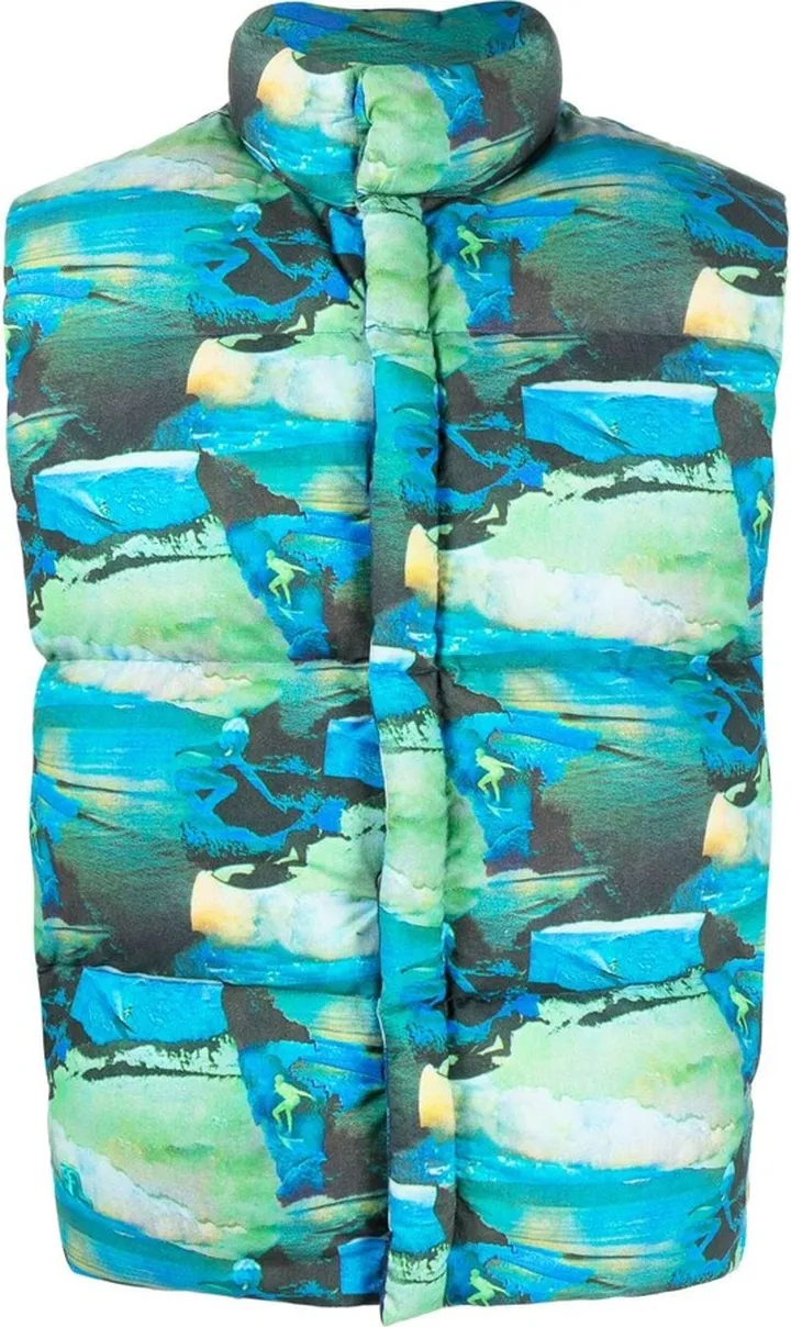 Printed Quilted Puffer Gilet