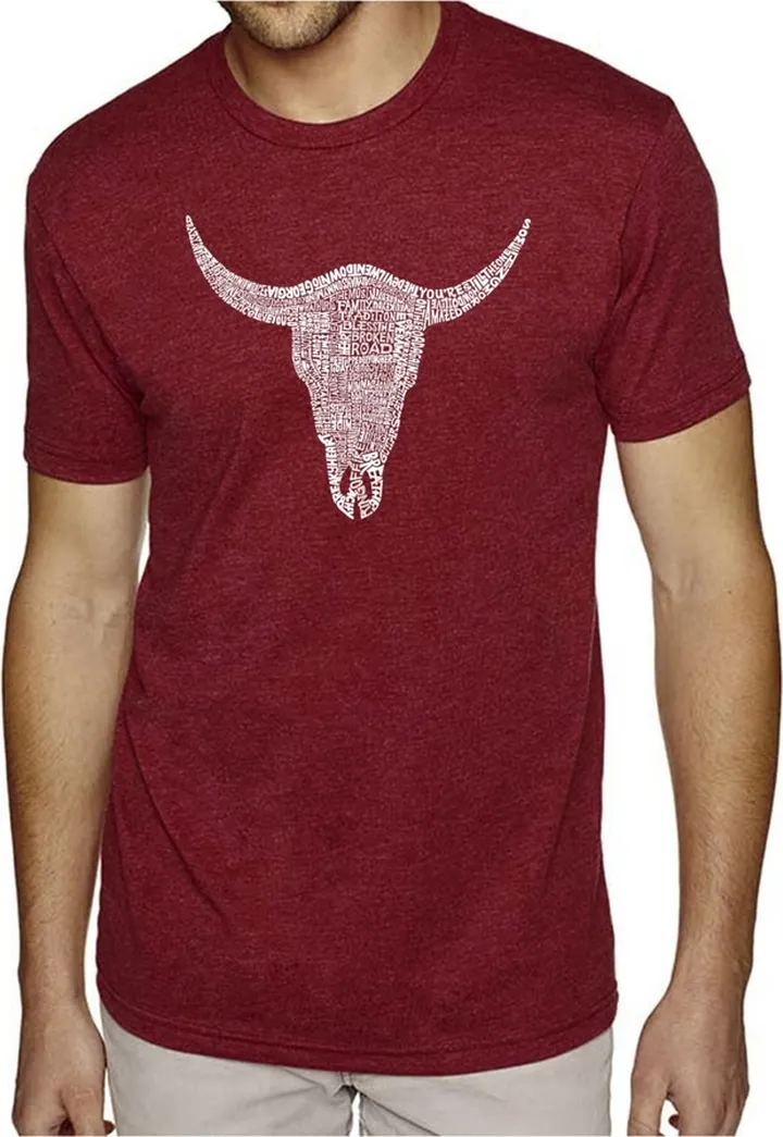 La Pop Art Men's Premium Word Art T-Shirt - Cowskull Country Hits