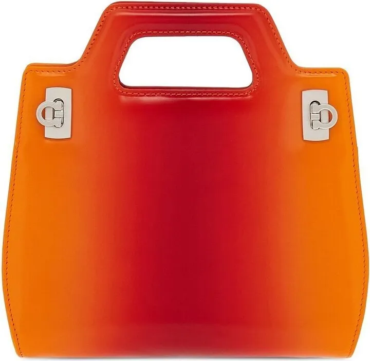 Orange Wanda Airbrushed Leather Tote Bag