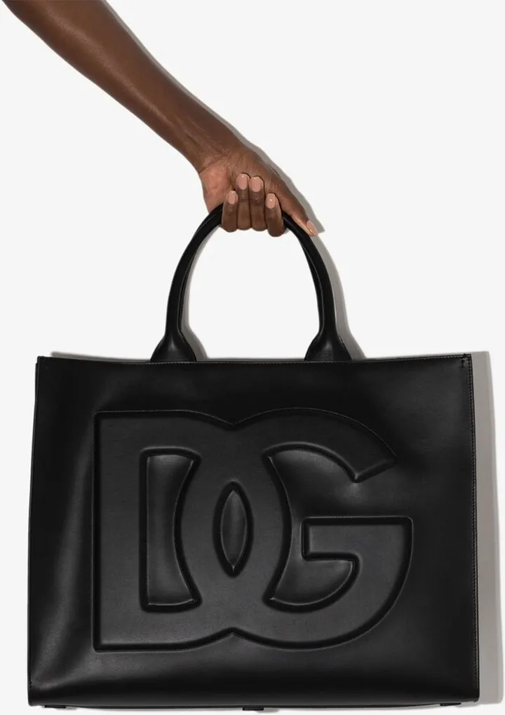 Black Beatrice Large Leather Tote Bag