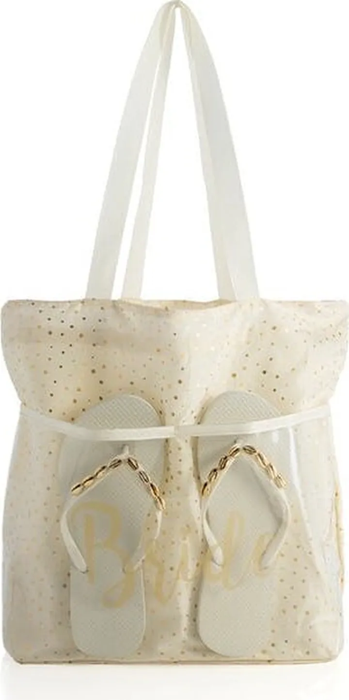 Shiraleah Bride Tote And Flip-Flop Set - White