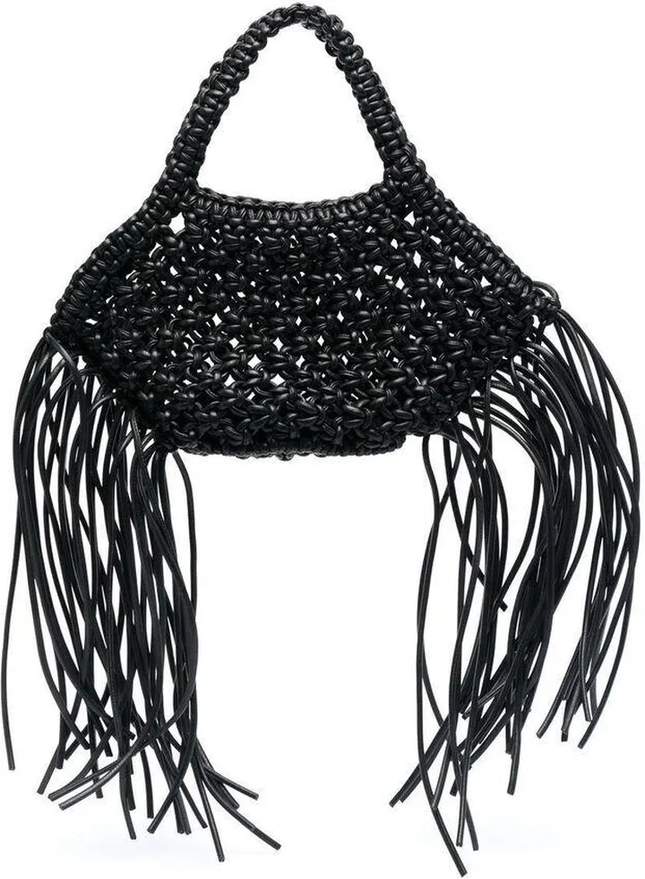 Woven Fringe Detailed Basket Bag