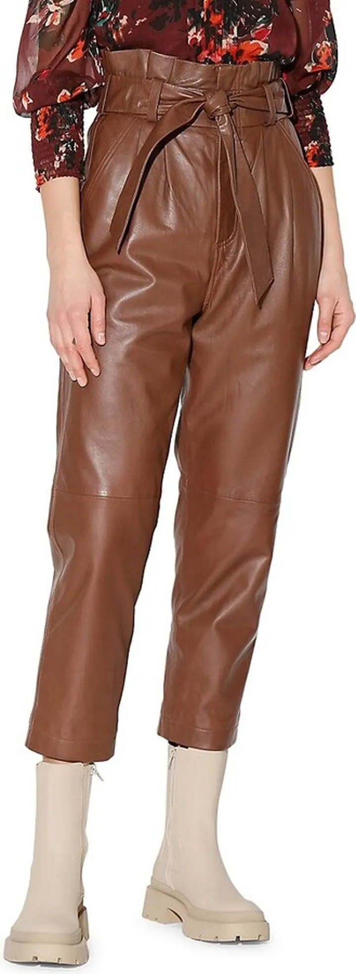 Maggie Leather Paperbag Pants