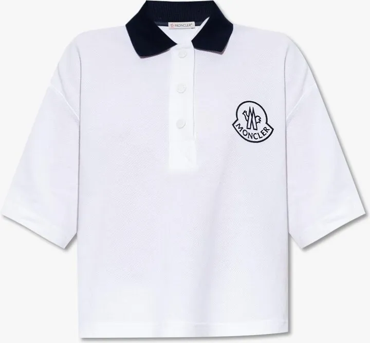 Chest Logo Cropped Knit Polo Shirt