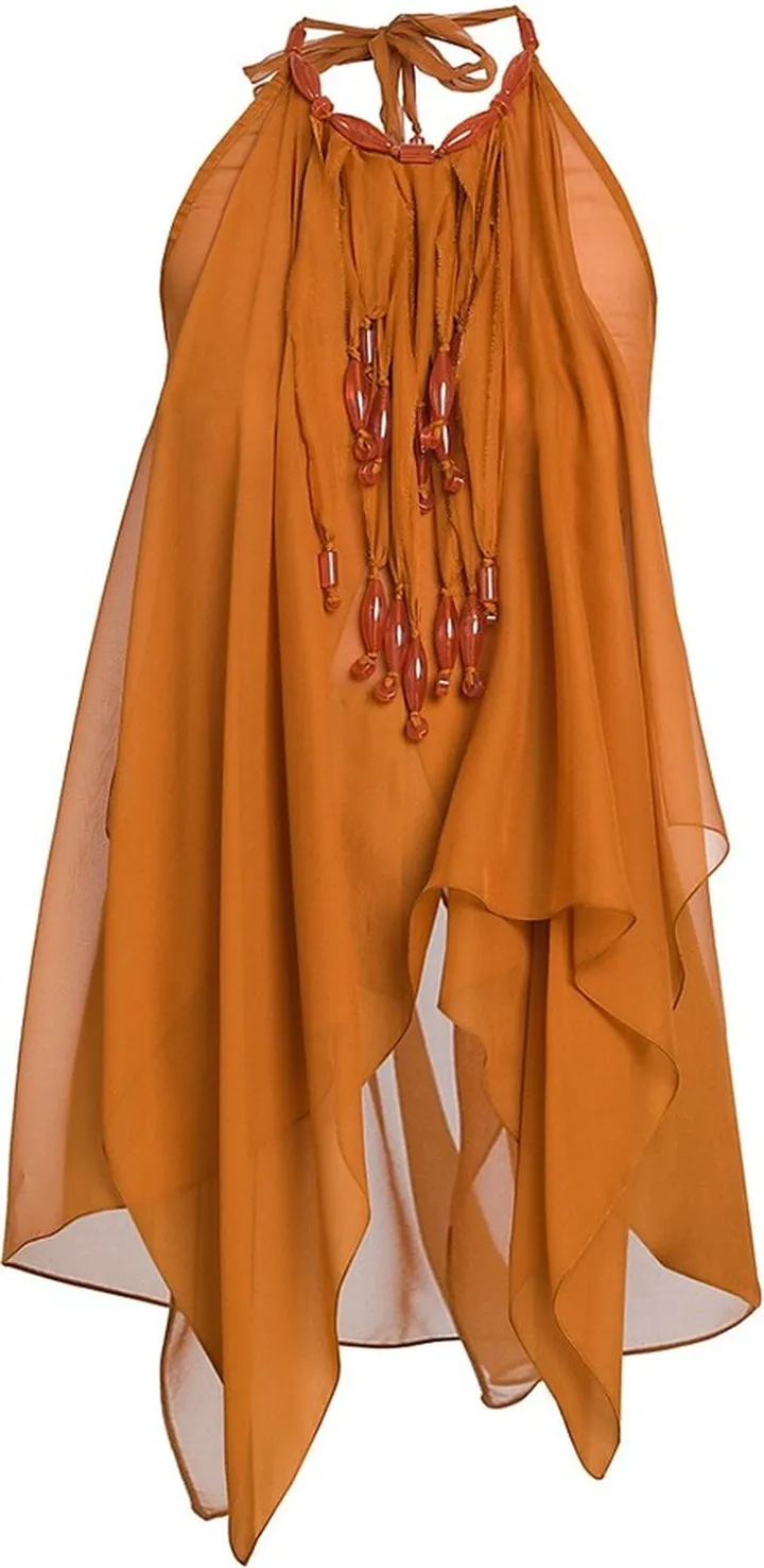 Beaded Silk Halter Top