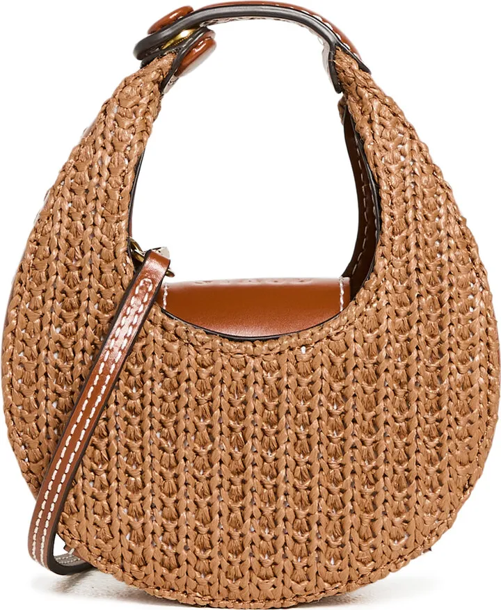 STAUD Raffia Micro Moon Bag