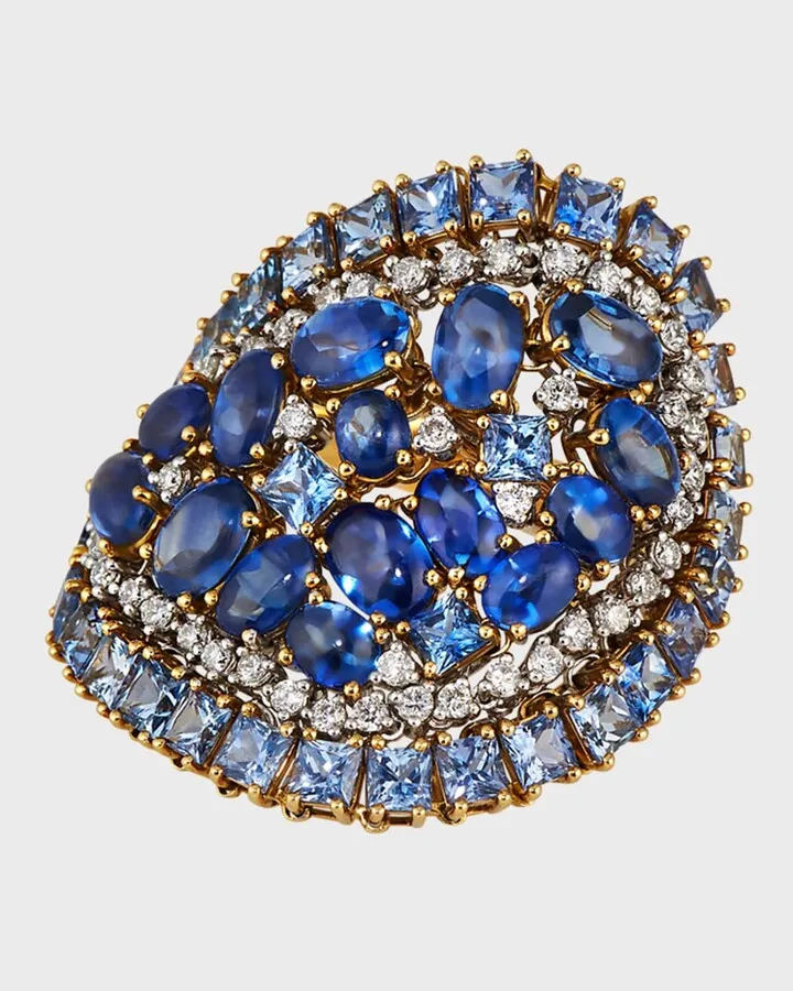 18k Blue Sapphire & Diamond Ring