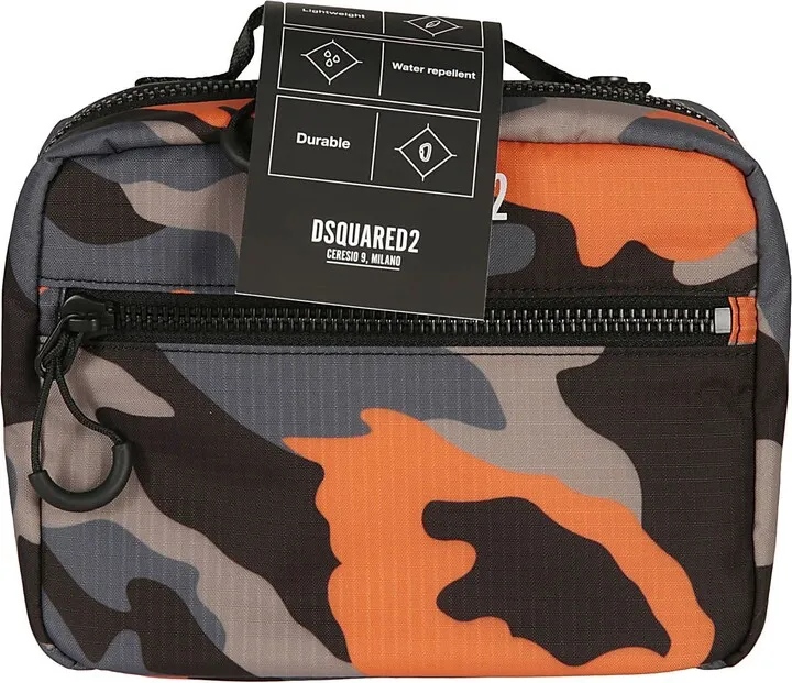 Double-zip Around Logo Print Pouch