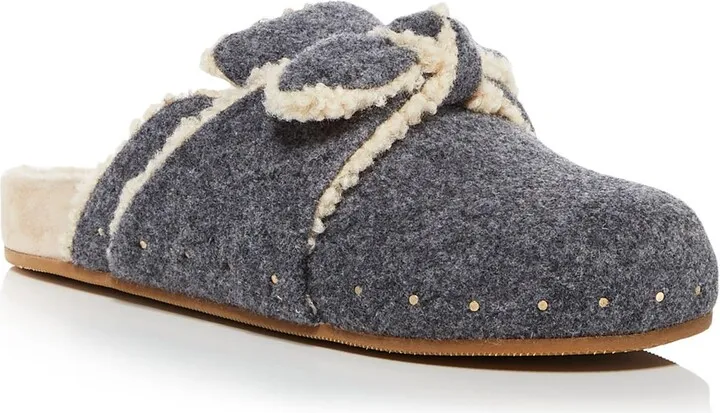 Bree Womens Faux Shearling Slip On Clogs
