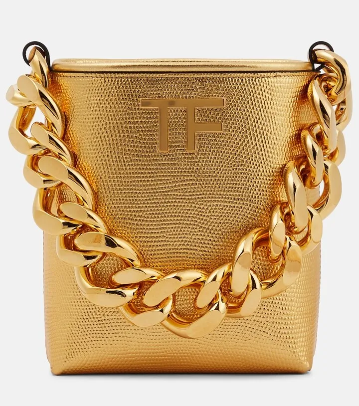 TF grained leather tote bag
