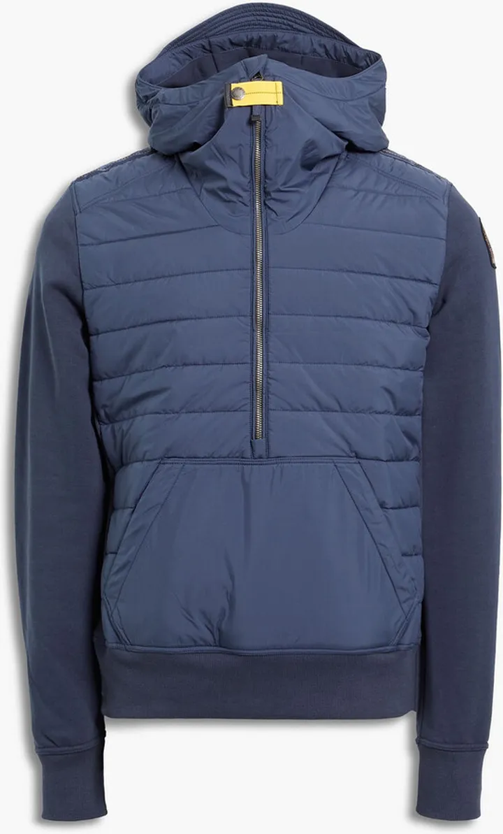 Quilted shell-paneled cotton-blend fleece hoodie