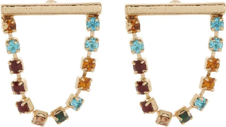 Gold Plated Crystal Tennis Stud Earrings