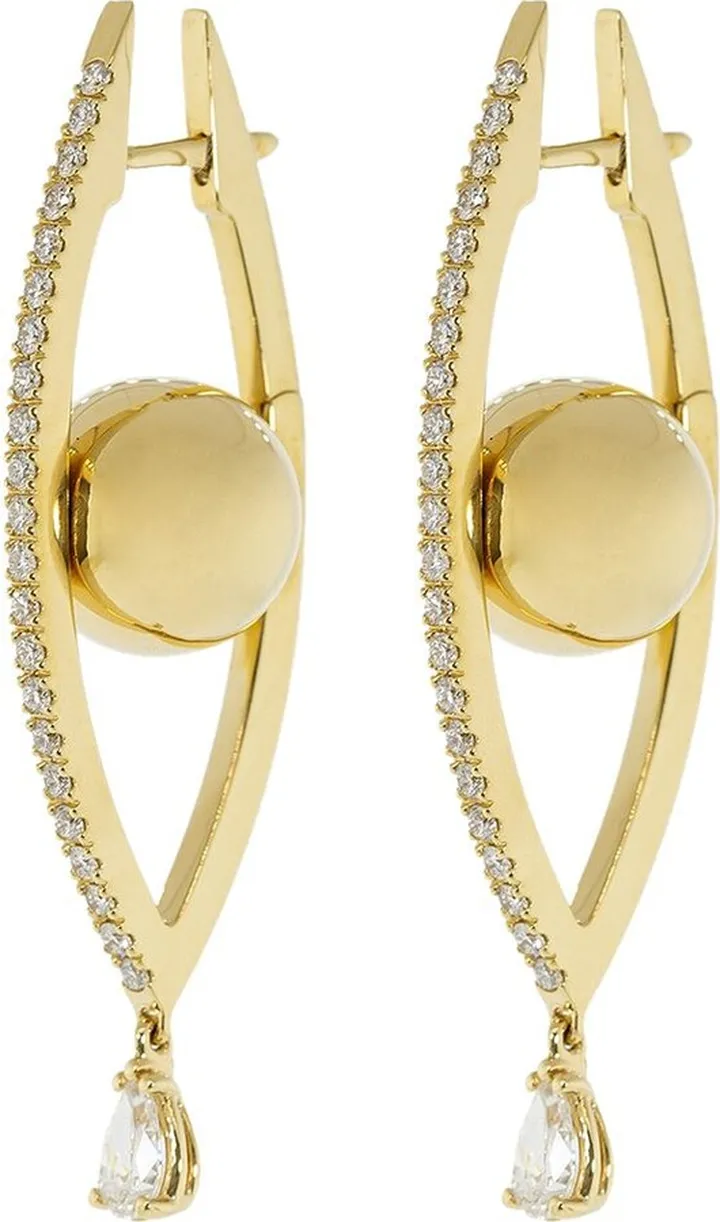 18kt yellow gold Reflections medium diamond hoop earrings