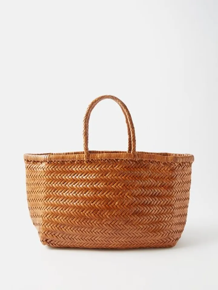 Triple Jump Large Woven-leather Basket Bag