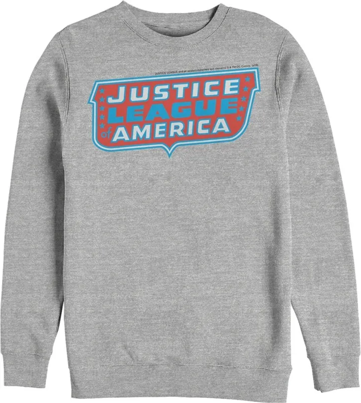 Men's Justice League Patriotic Frame Logo Sweatshirt - Athletic Heather - 3X Large