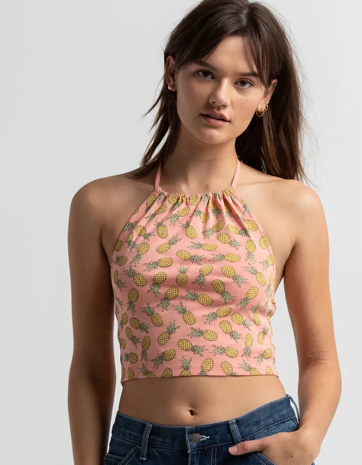 FULL TILT Pineapple Womens Halter Top