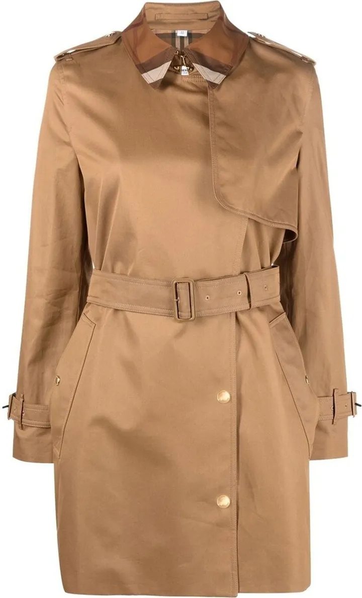 BURBERRY- Sandridge Check Cotton Trench Coat