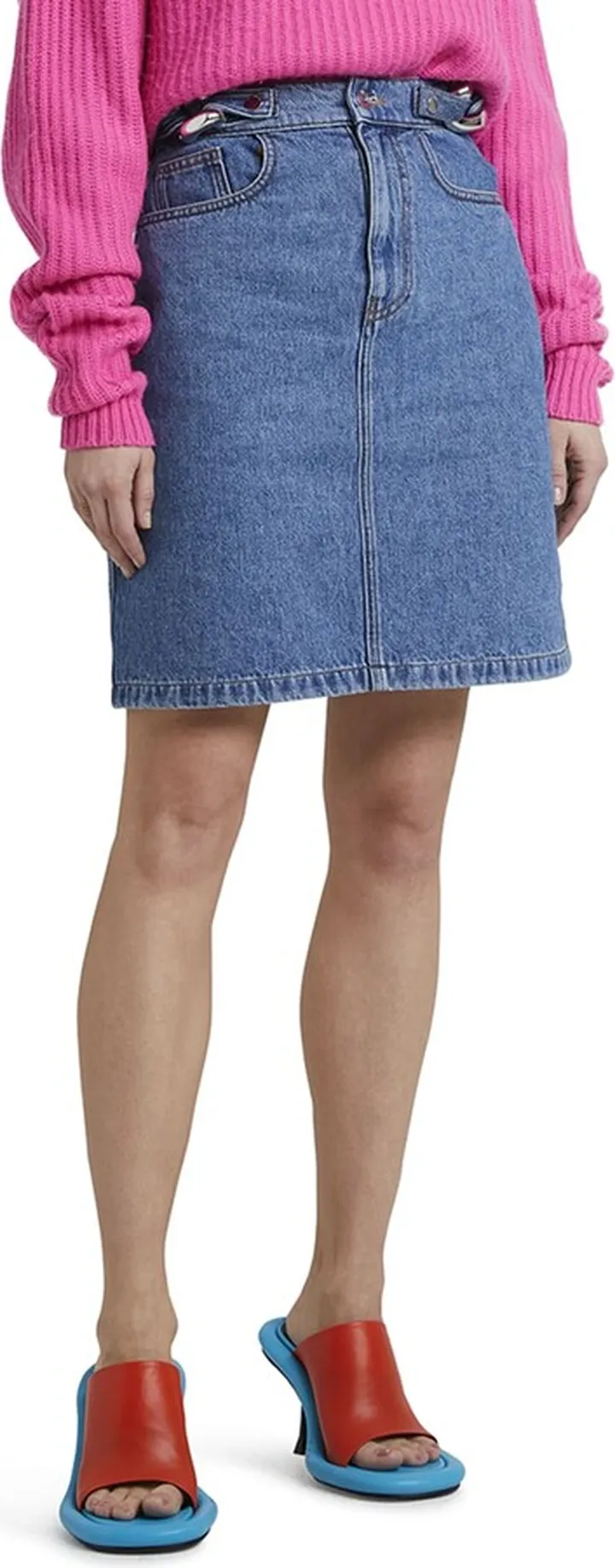 Chain Link Denim Mini Skirt