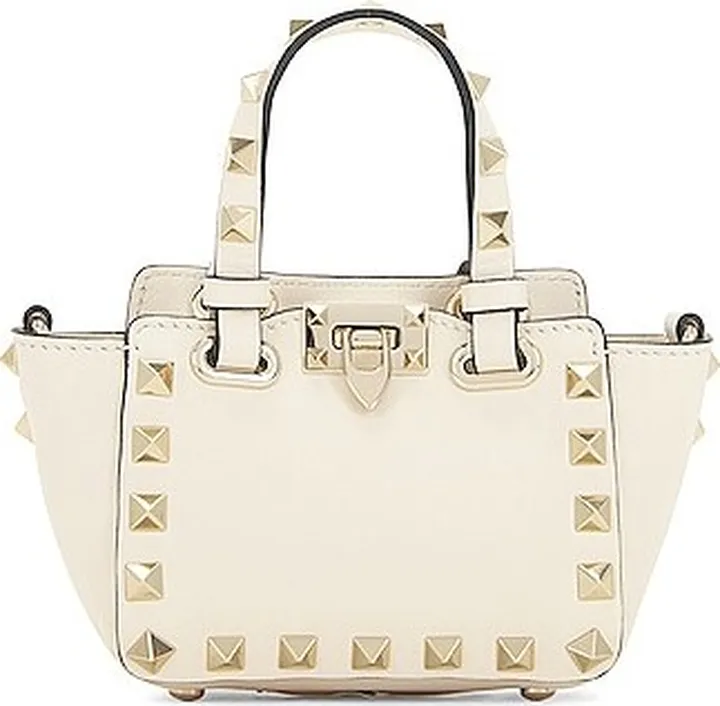 Valentino Garavani Micro Rockstud Tote Crossbody Bag in Cream