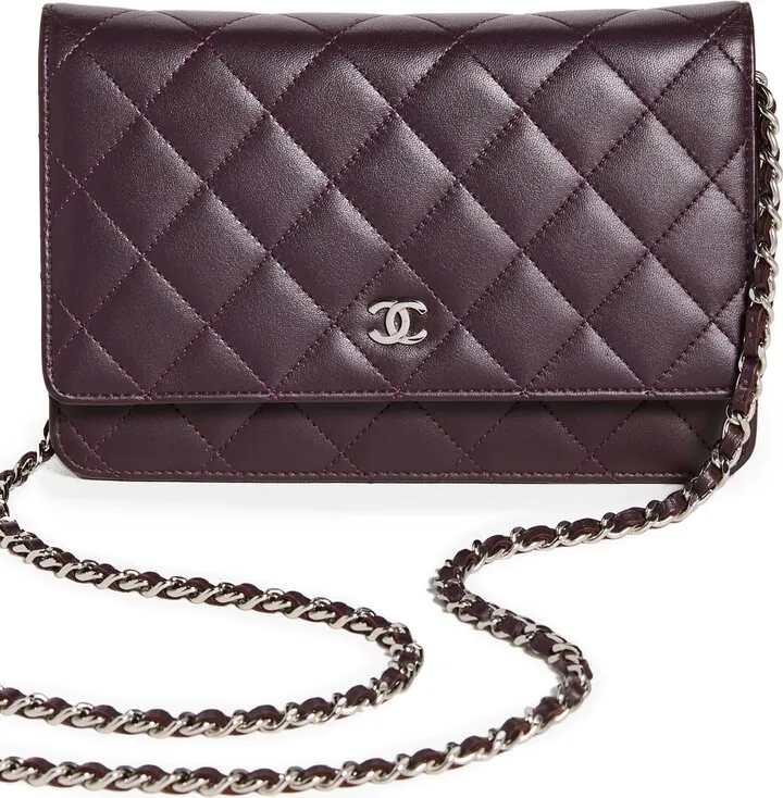 What Goes Around Comes Around Chanel Purple Lambskin Chain Wallet
