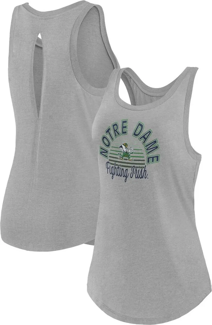 NCAA Notre Dame Fighting Irish Women's Gray Key Hole Tank Top - M