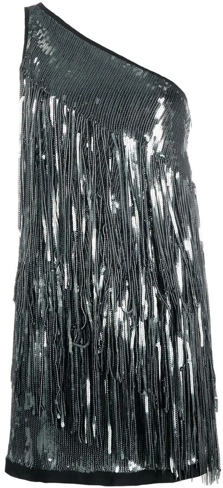 One Shoulder Fringed Sequin Dress