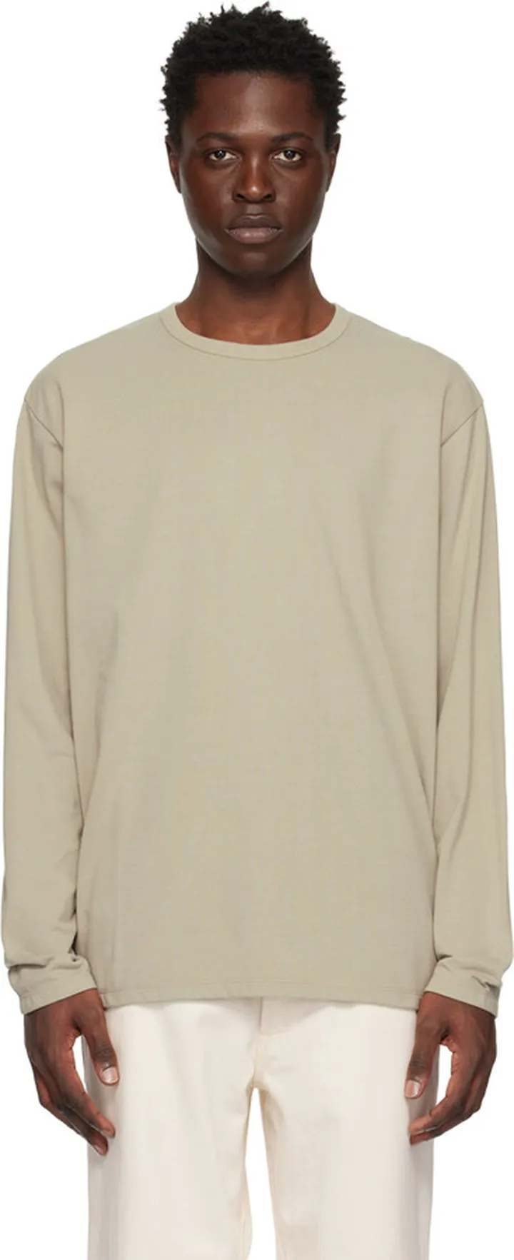 Nanamica Taupe Crewneck Long Sleeve T-Shirt