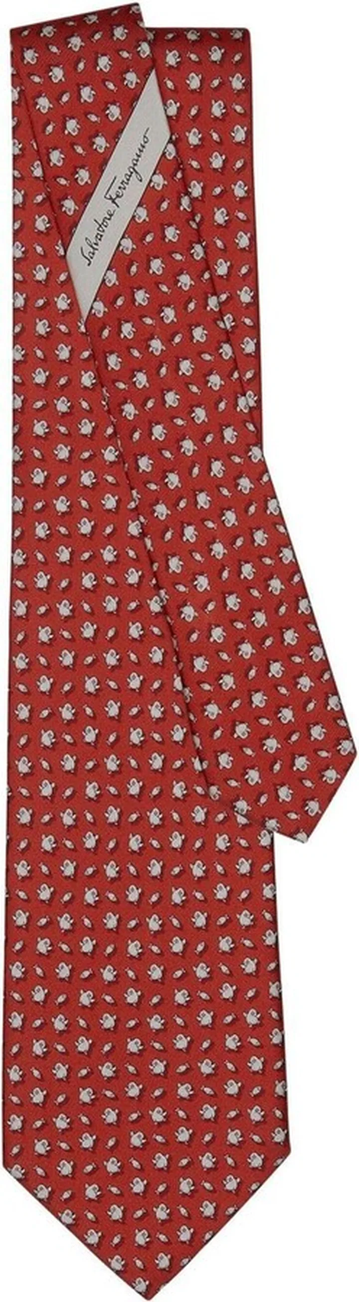 Penguin print silk tie