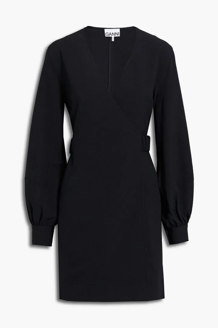 Crepe mini wrap dress