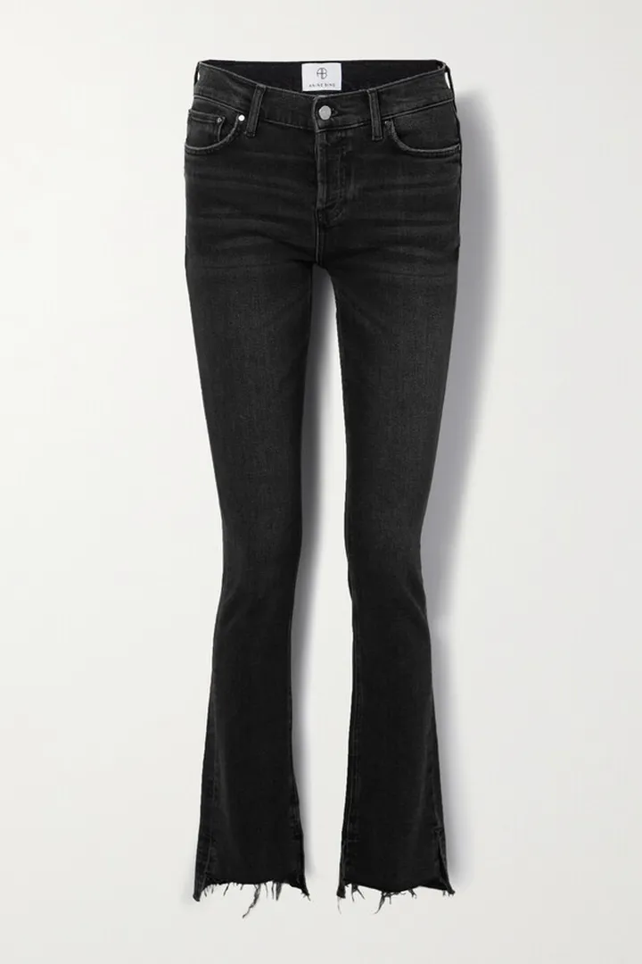 Anine Bing - Tristen Frayed High-rise Bootcut Jeans - Black