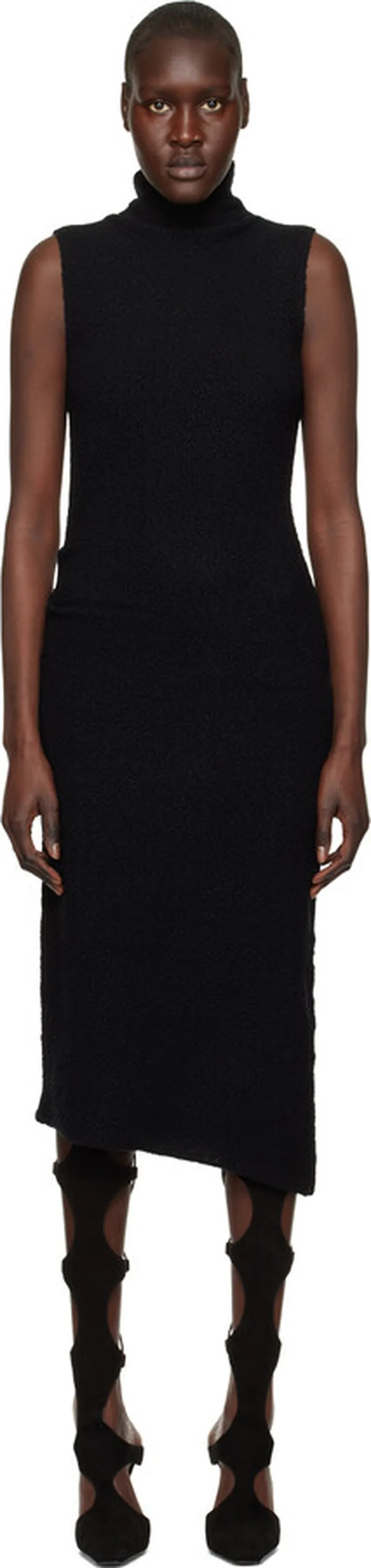 Helmut Lang Black Turtleneck Midi Dress