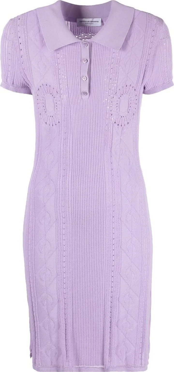 Purple Pointelle-Knit Tennis Dress