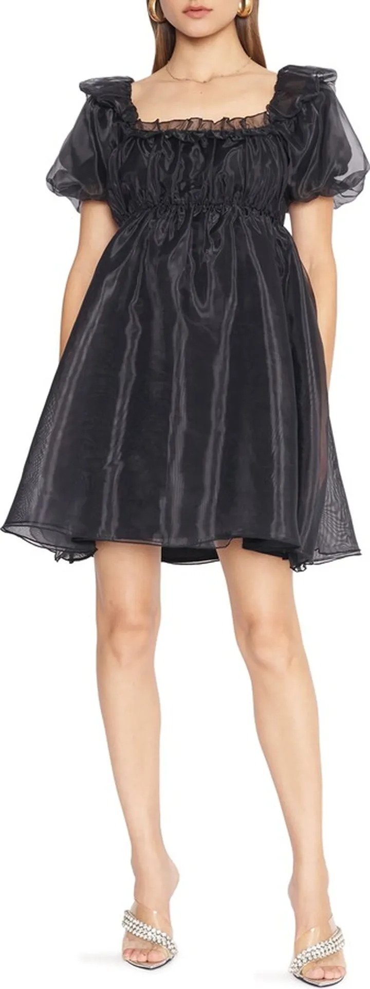 Charlene Puff Sleeve Organza Babydoll Minidress