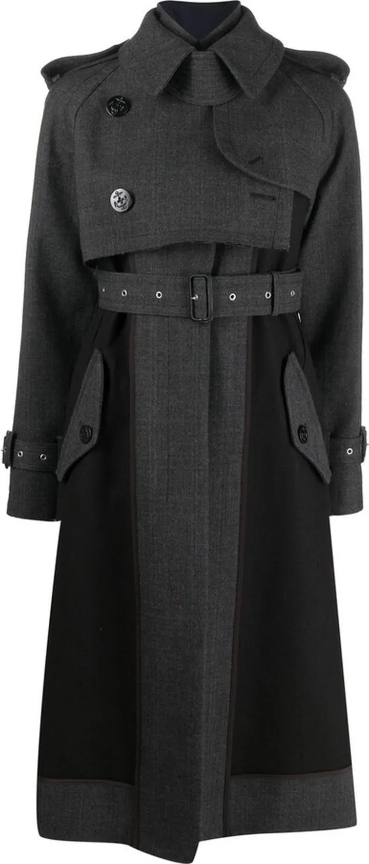 Panelled Wool Trench Coat