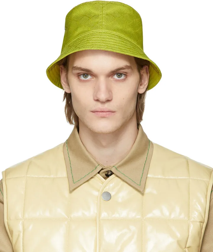 Bottega Veneta Green Intreccio Bucket Hat