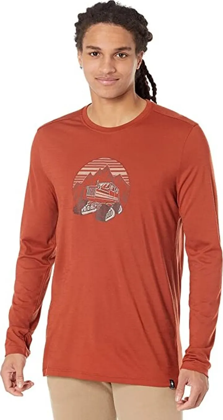 Smartwool Snowcat Trek Long Sleeve Graphic Tee (Picante) Men's Clothing