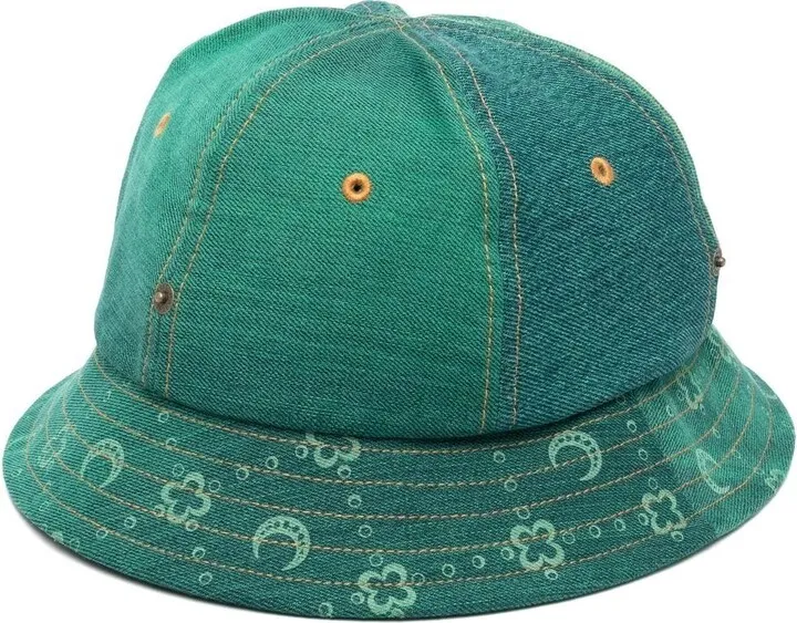 Regenerated-denim Moonogram Bell-hat