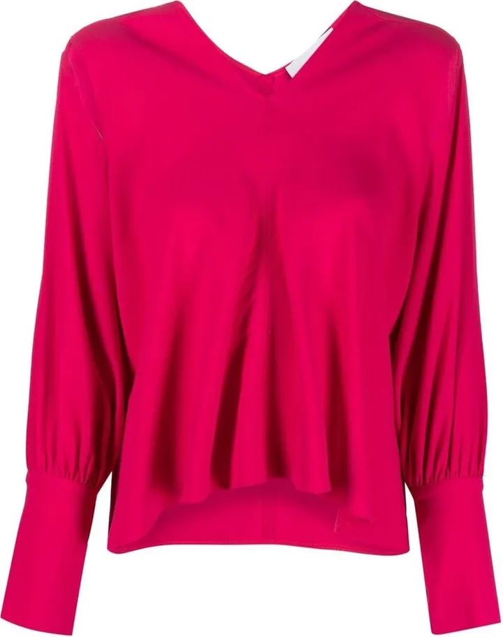 V-neck long-sleeved blouse