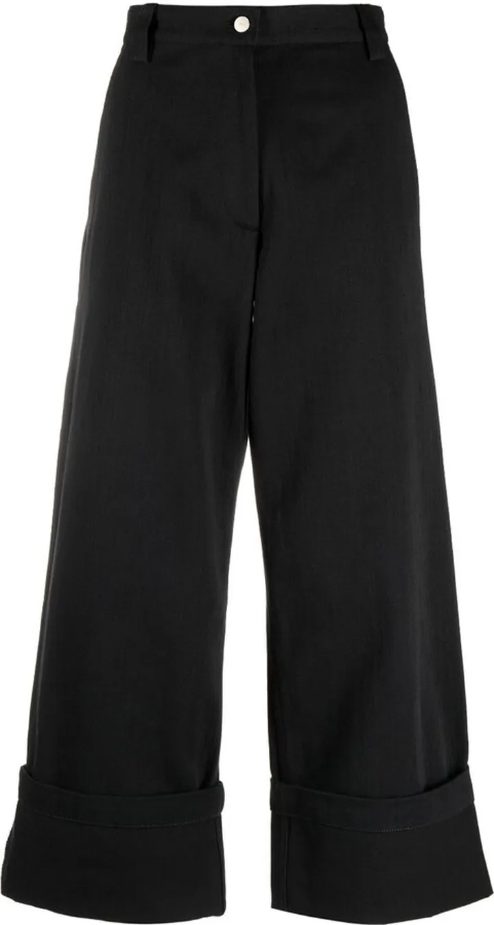 2 Moncler 1952 Black Cropped Wide-Leg Cotton Trousers